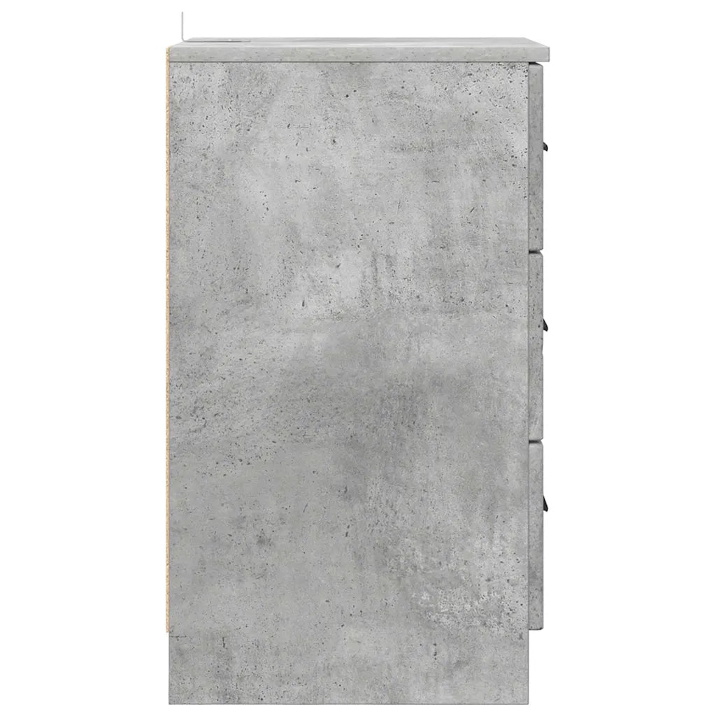 Armadio da Notte con cassetto Grigio cemento 38 x 38 x 66 cm