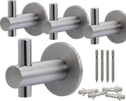 4 haken per parete, attrezzi per abbigliamento, hanger per asciugamano, reale acciaio inox, non ossidabile, appendiabiti, bagno, asciugamani per parete, inclusa attrezzatura di fissaggio, moderno, rotondo, altezza: 40 mm