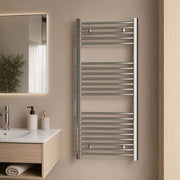 Termoarredo bagno cromato in acciaio per scaldasalviette a muro *** misure h1120xl450xi400 21 tubi, pezzi 1