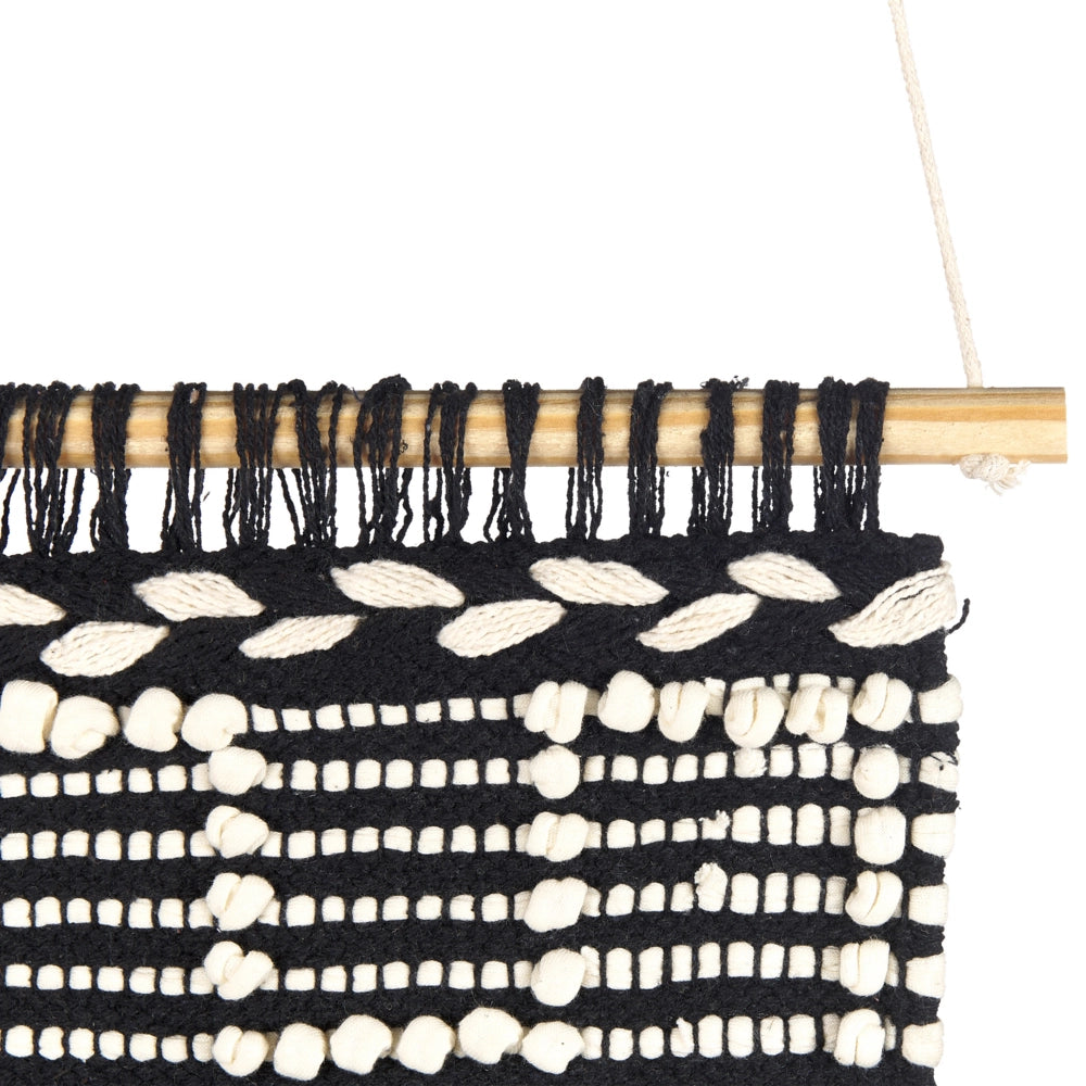 Decorazioni da parete in cotone nero beige nappa fatta a mano arte della parete motivo geometrico boho per soggiorno camera da letto