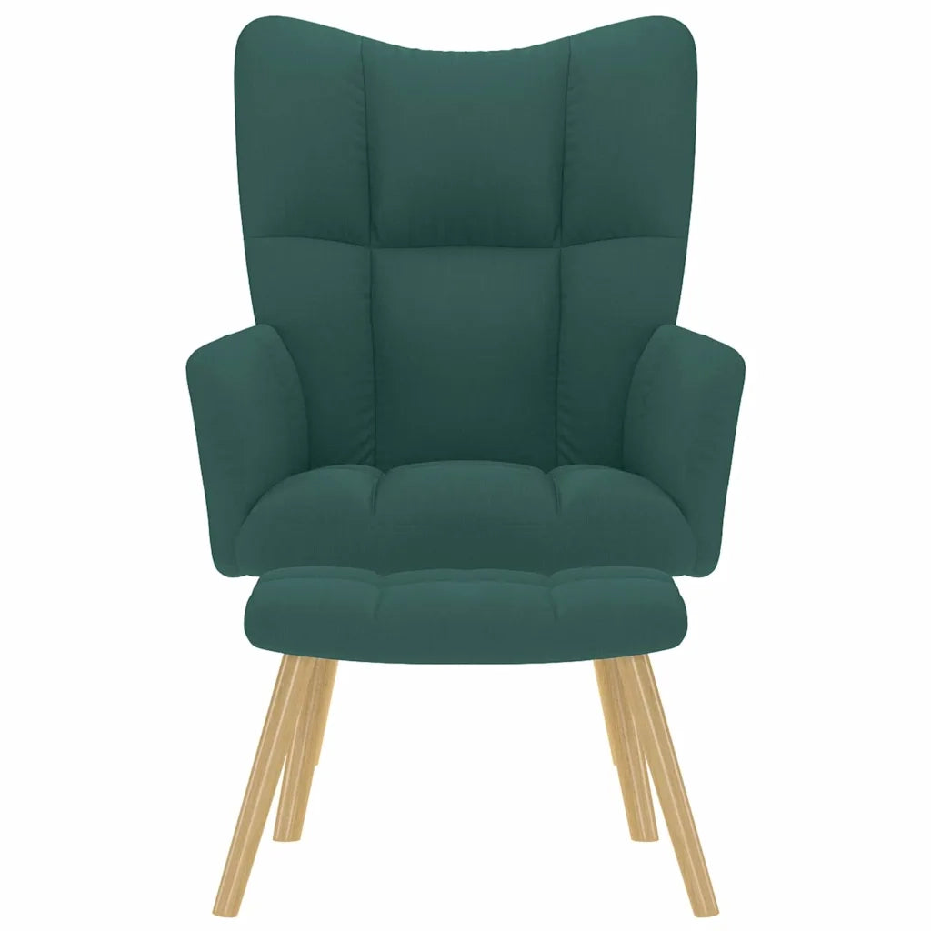 Divano Sedia-Poltrona Relax con Poggiapiedi Verde Scuro in Tessuto 297664
