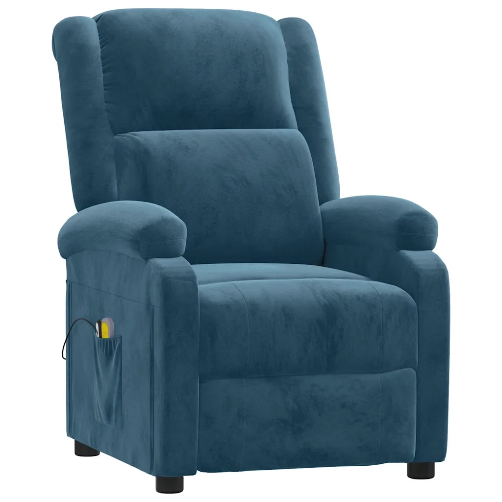 Poltrona Massaggiante Elettrica Blu in Velluto 3098414