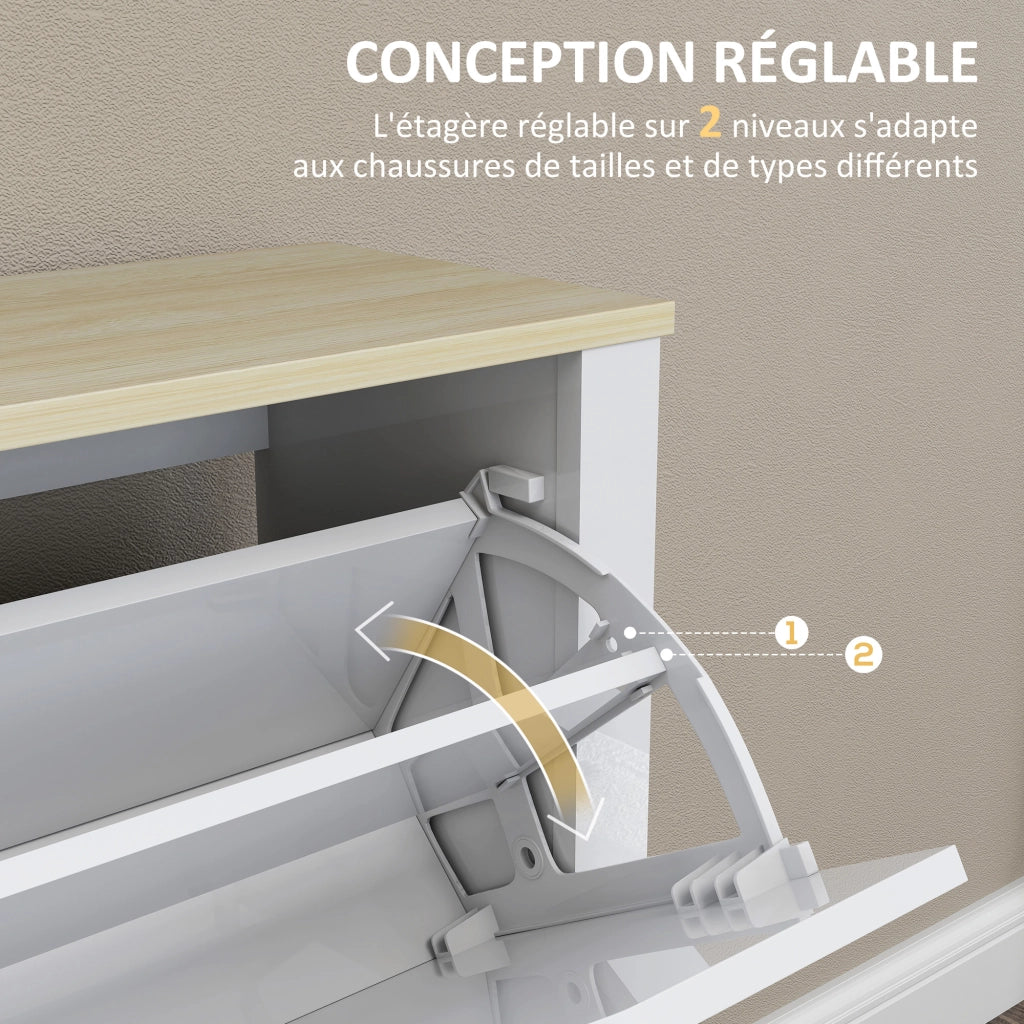 Scarpiera con cassetti e ripiani ¨C zephmum ¨C 105x26x80 bianco e rovere