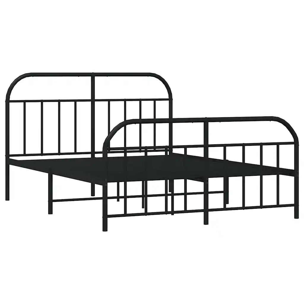 Giroletto con Testiera e Pediera Metallo Nero 140x200 cm 353654
