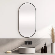 Specchio da Parete Picciano Ovale 40 x 80 cm Nero opaco [en.casa]