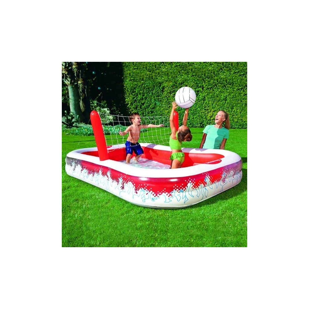 Trade Shop - Piscina Gonfiabile Con Rete Gioco Pallavolo E Pallone 254 X 168 X 97 Cm -