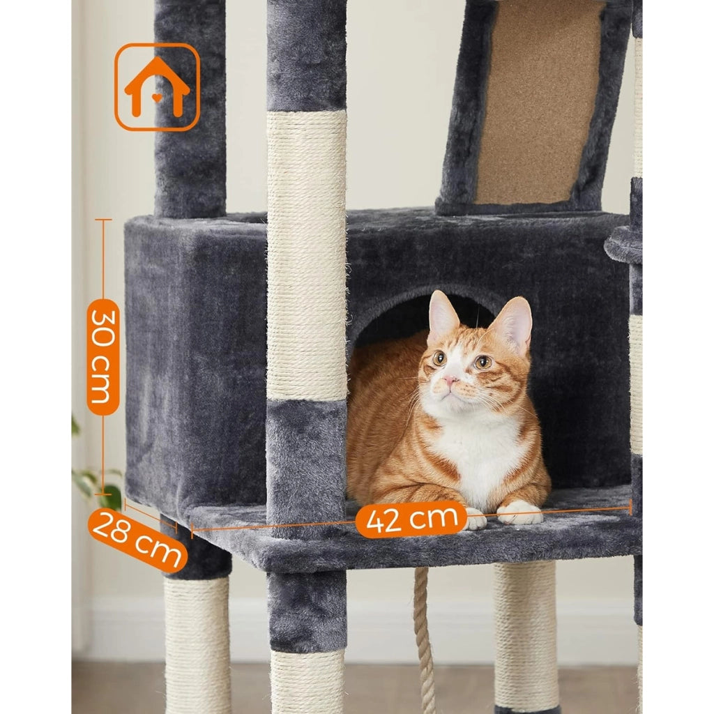 Tiragraffi a torre XXL per gatti in peluche grigio fumo