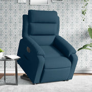 Poltrona Alzapersona Reclinabile Elettrica Blu in Velluto