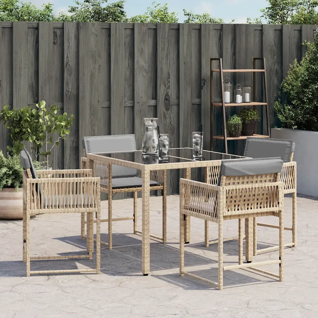 Sedie da Giardino con Cuscini 4 pz Beige Misto in Polyrattan