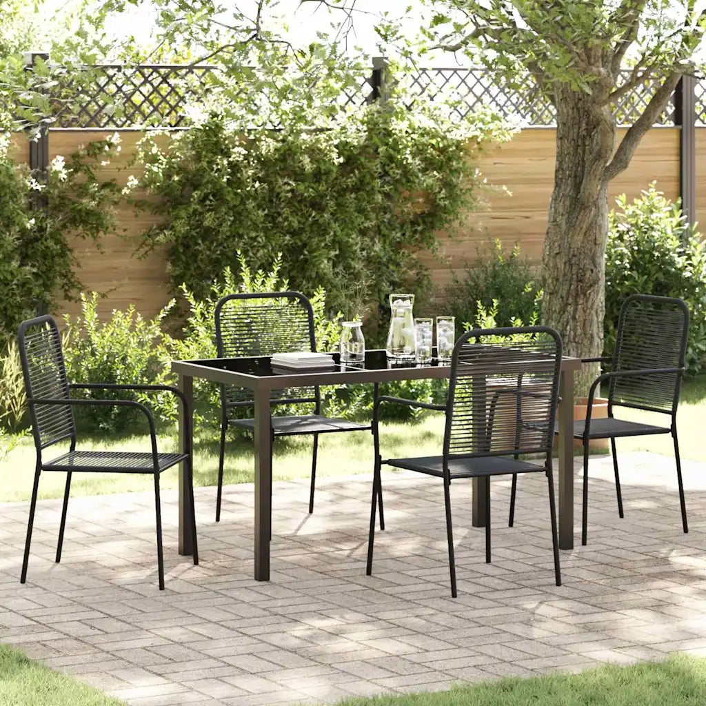 Set da Pranzo per Giardino 5 pz | Set Salotto da Giardino Nero