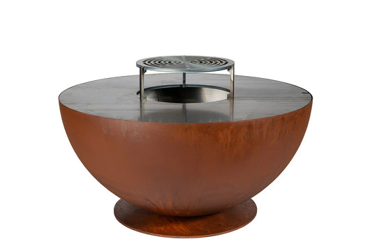 Barbecue a Legna Ø60x40 cm Tulipano in Acciaio Effetto Ruggine