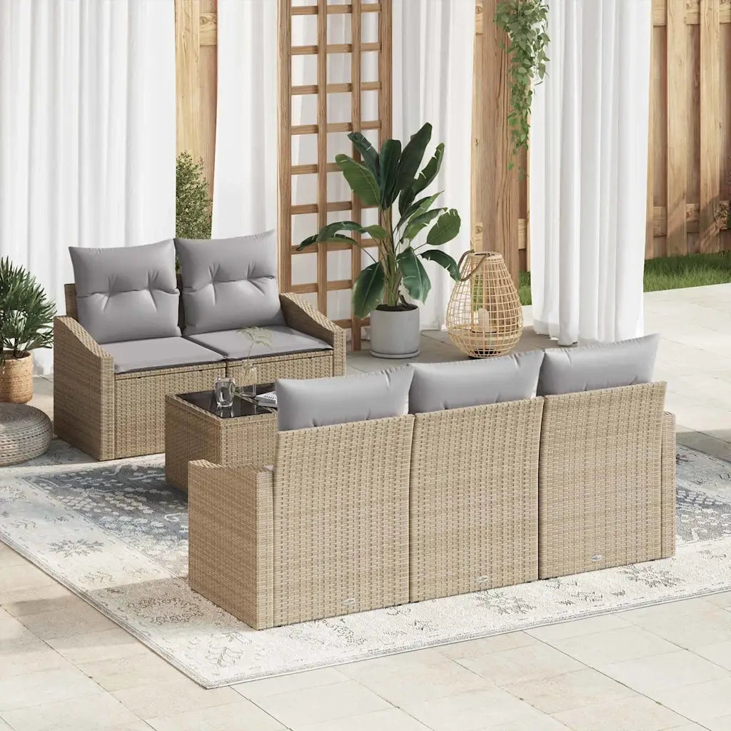 Set di divani 6 pcs Beige e Grigio Chiaro polyrattan
