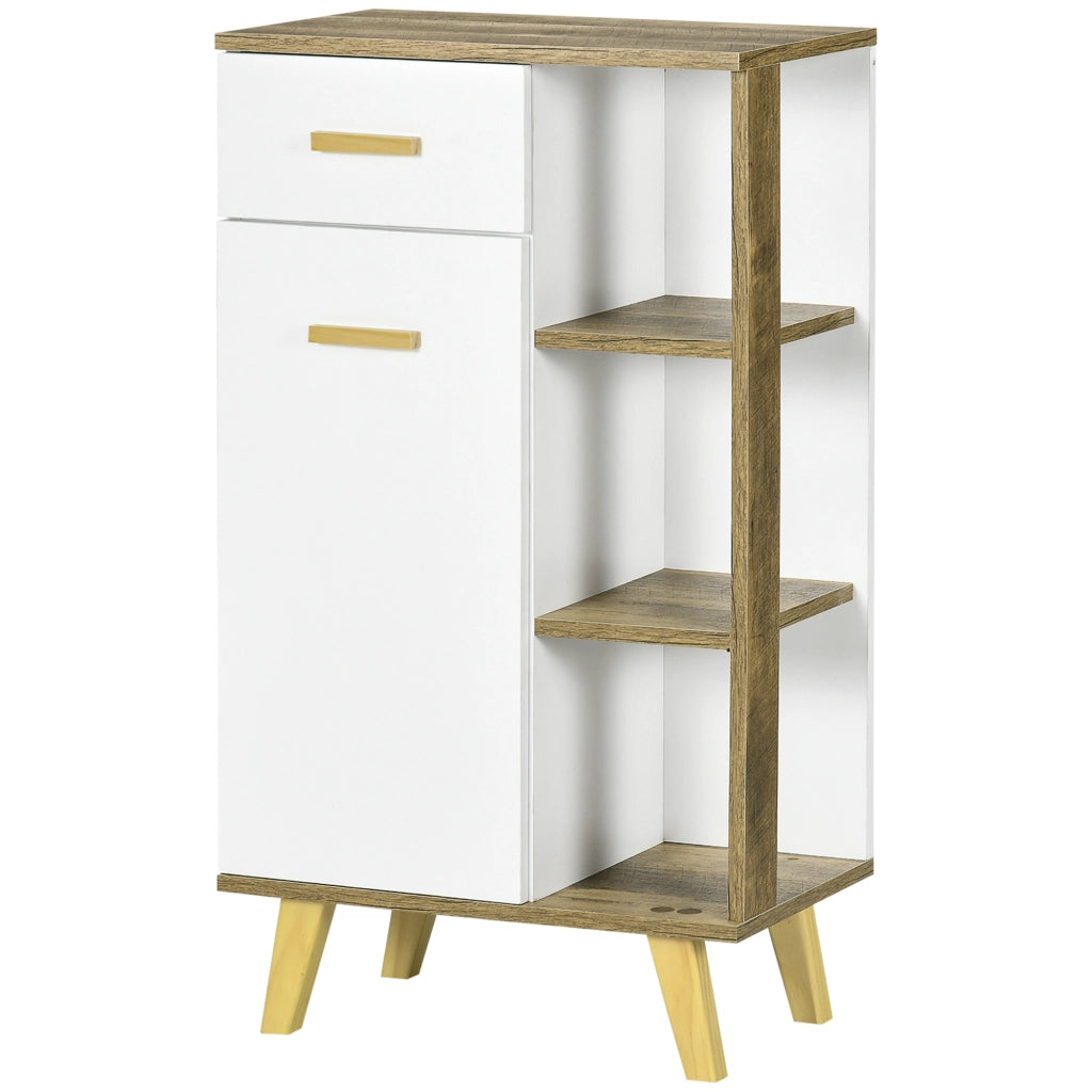Mobile Bagno Bianco con Armadietto, Cassetti e Ripiani in Legno ¨C zephmum ¨C 50x30x89cm