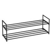Scarpiera in metallo a 2 ripiani per 10 paia di scarpe per soggiorno ingresso e spogliatoio 92 x 30 x 33 cm nero 12_0005485