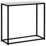 Consolle Effetto Marmo Bianco Piano In Vetro Temperato Base In Metallo Nero Glam Moderno Soggiorno Camera Da Letto Corridoio
