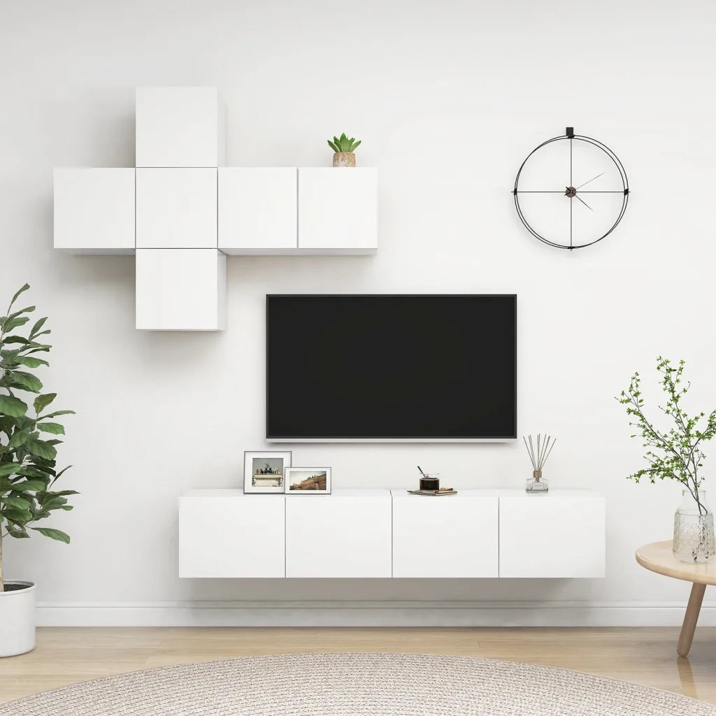 Set Mobile TV 7 pz Bianco in Legno Multistrato 3078707