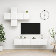 Set Mobile TV 7 pz Bianco in Legno Multistrato 3078707