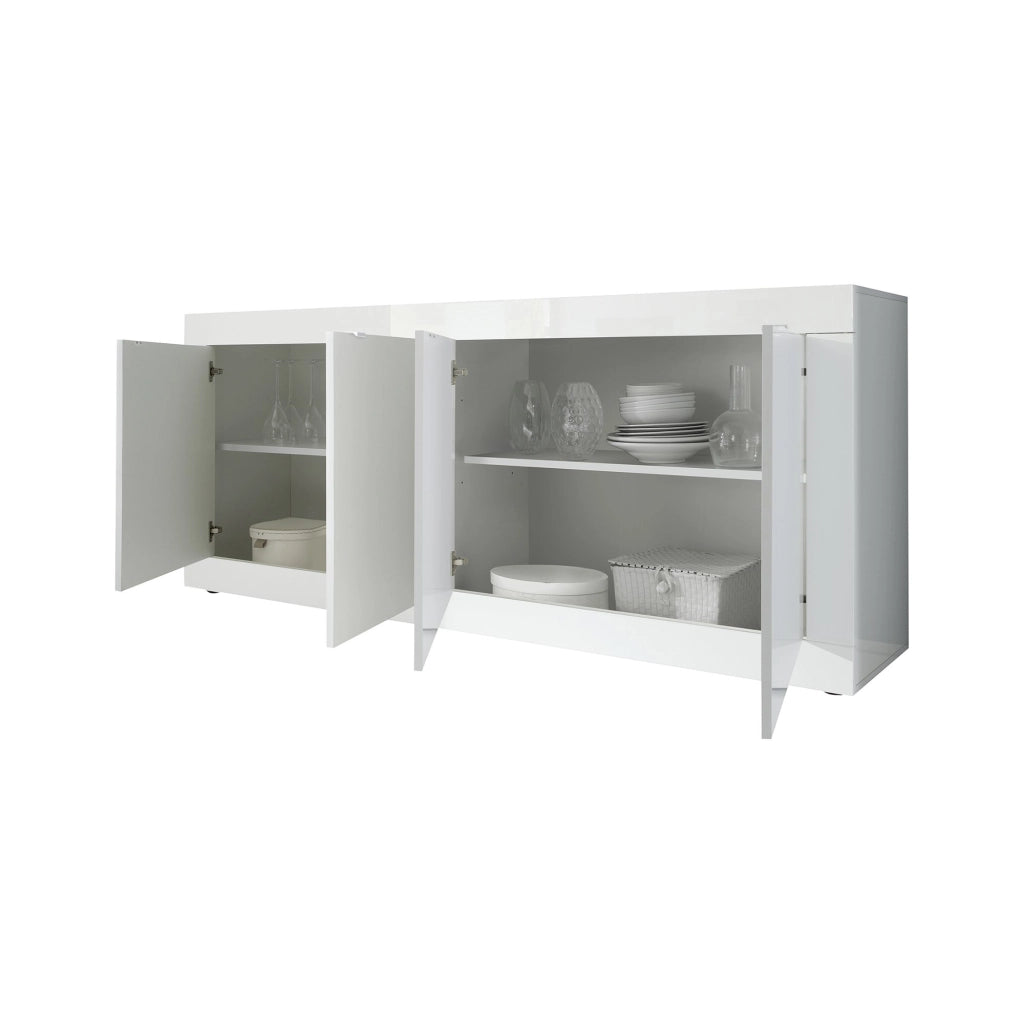 Madia Poli, Credenza 2 Ripiani, 207x43x86h cm Bianco Lucido