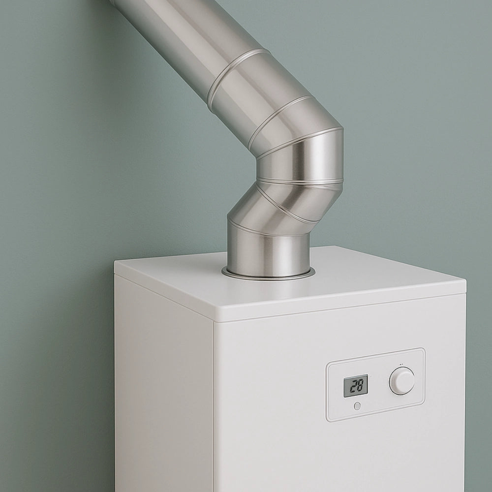 Curva 45° doppia parete acciaio inox Ø 200/250 mm spessore 0,5 mm canna fumaria