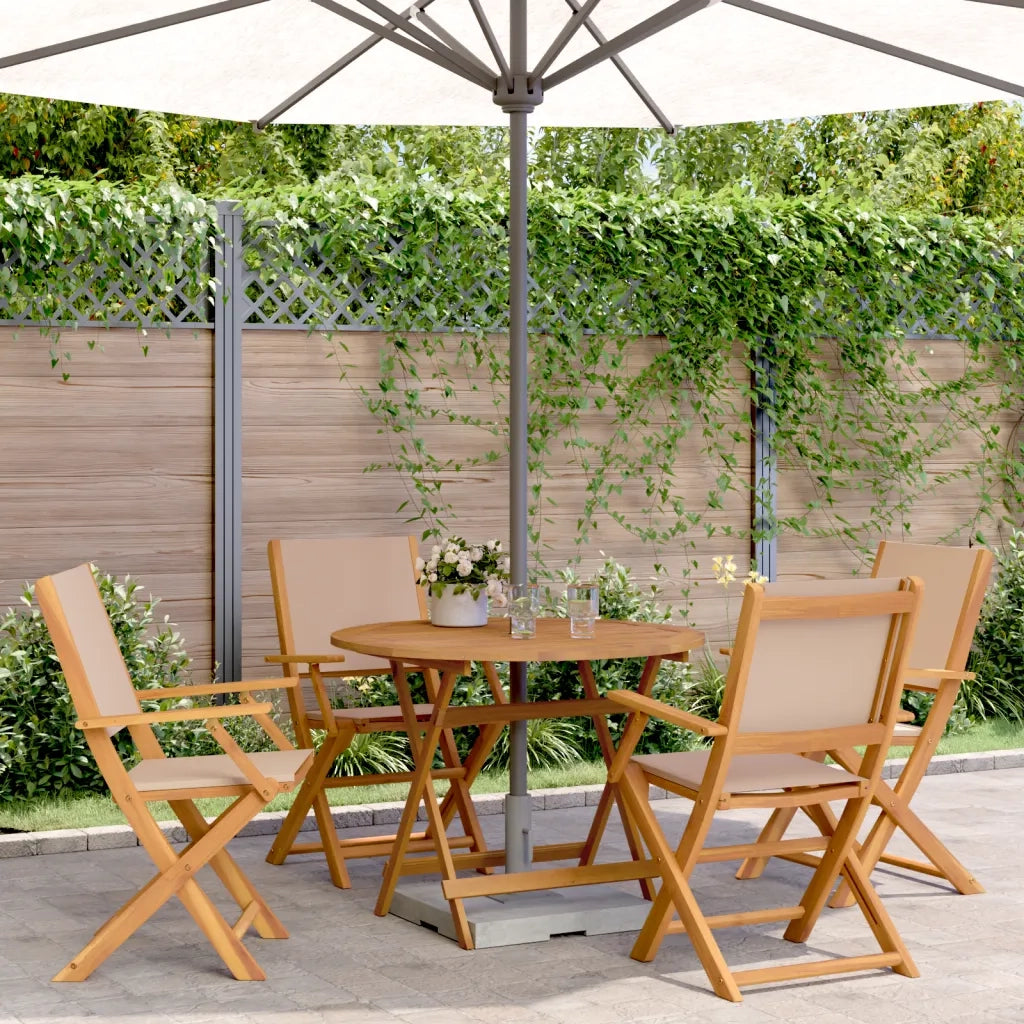 Set da Pranzo da Giardino 5 pz Tortora Tessuto e Legno Massello 3281822