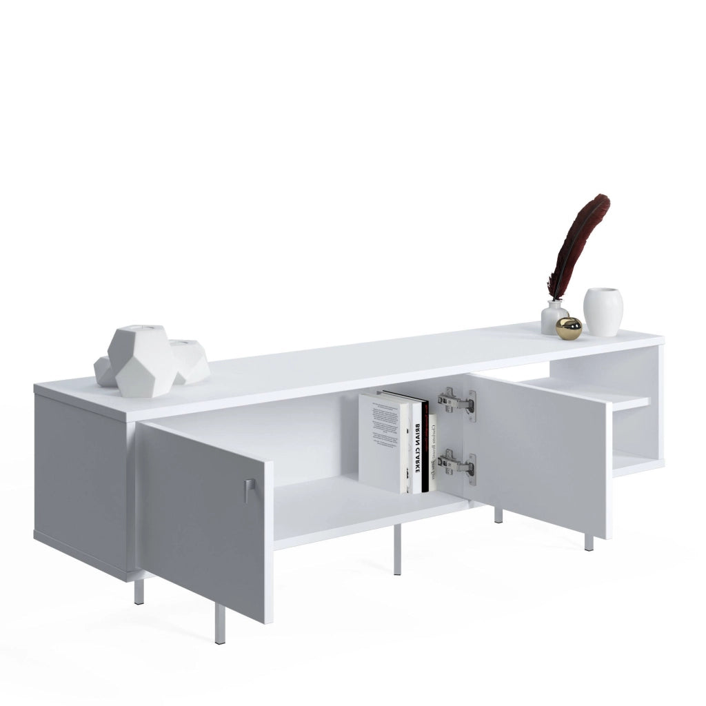 Militello, Mobile Porta tv un Ripiano, 140x35x45h cm Bianco