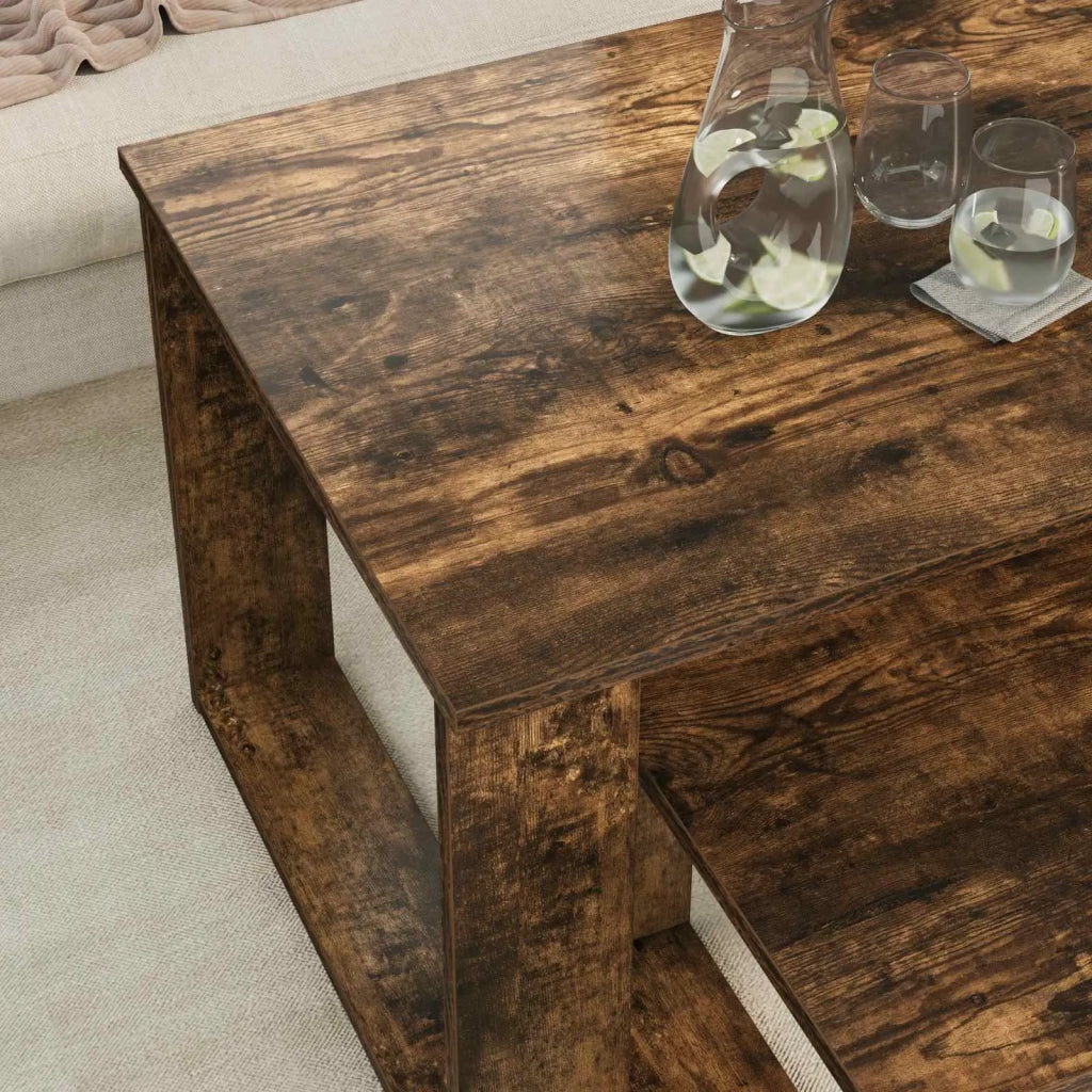 Set di Tavolini da Caffè 2 pcs Rovere fumé Legno multistrato