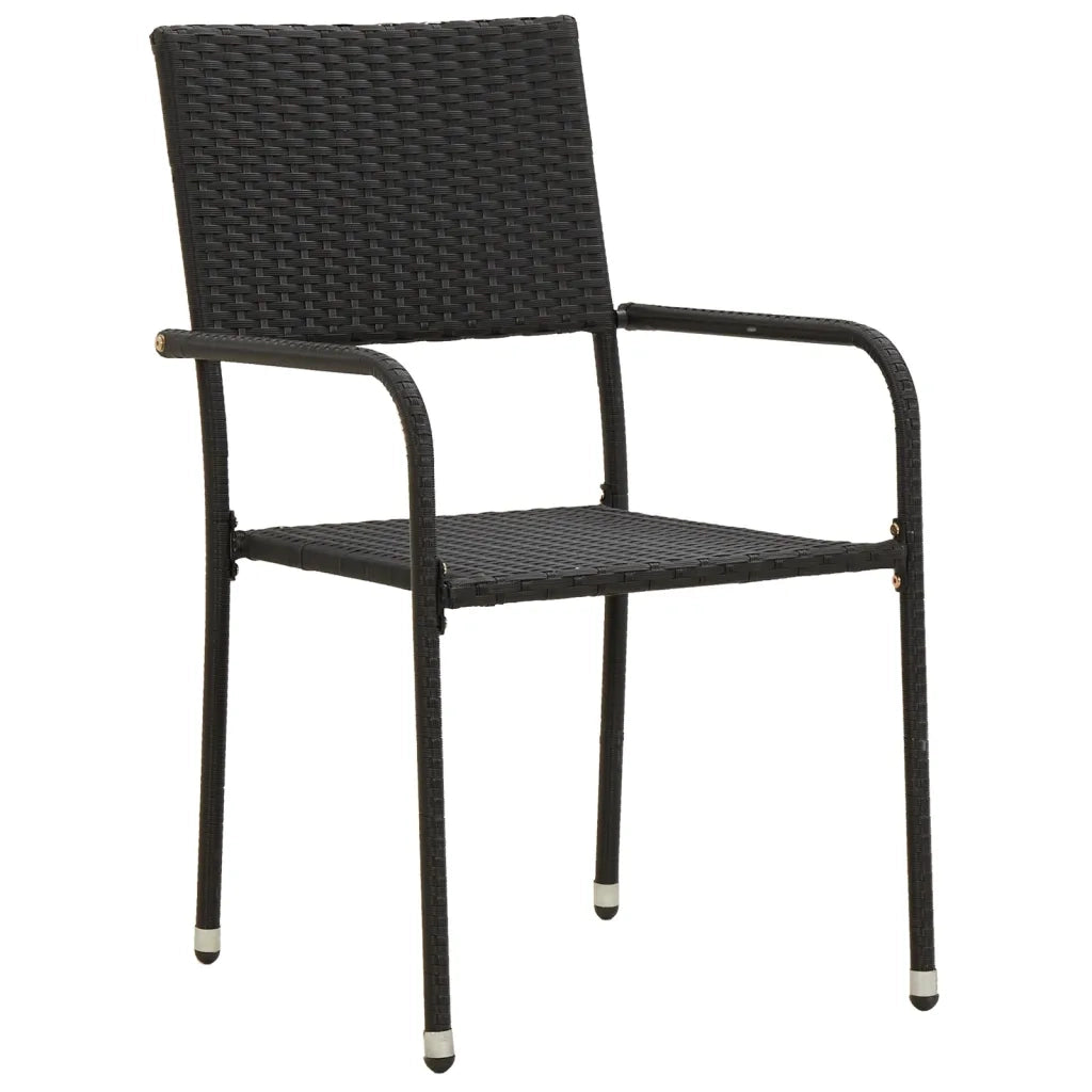 Set da Pranzo per Esterni 7 pz in Polyrattan Nero 3120097