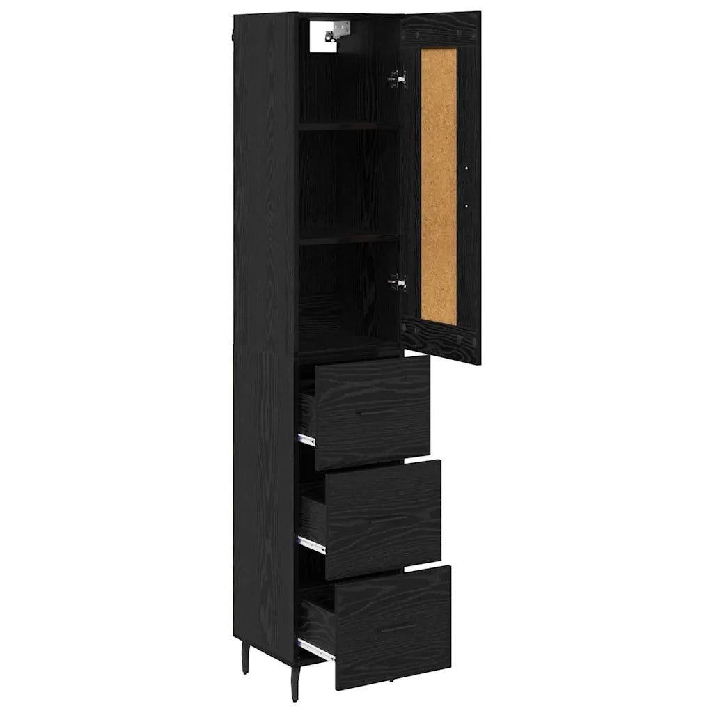 Credenza | Madia | Buffet da pranzo | Armadio da pranzo Rovere Nero 34,5 x 34 x 180 cm Legno multistrato