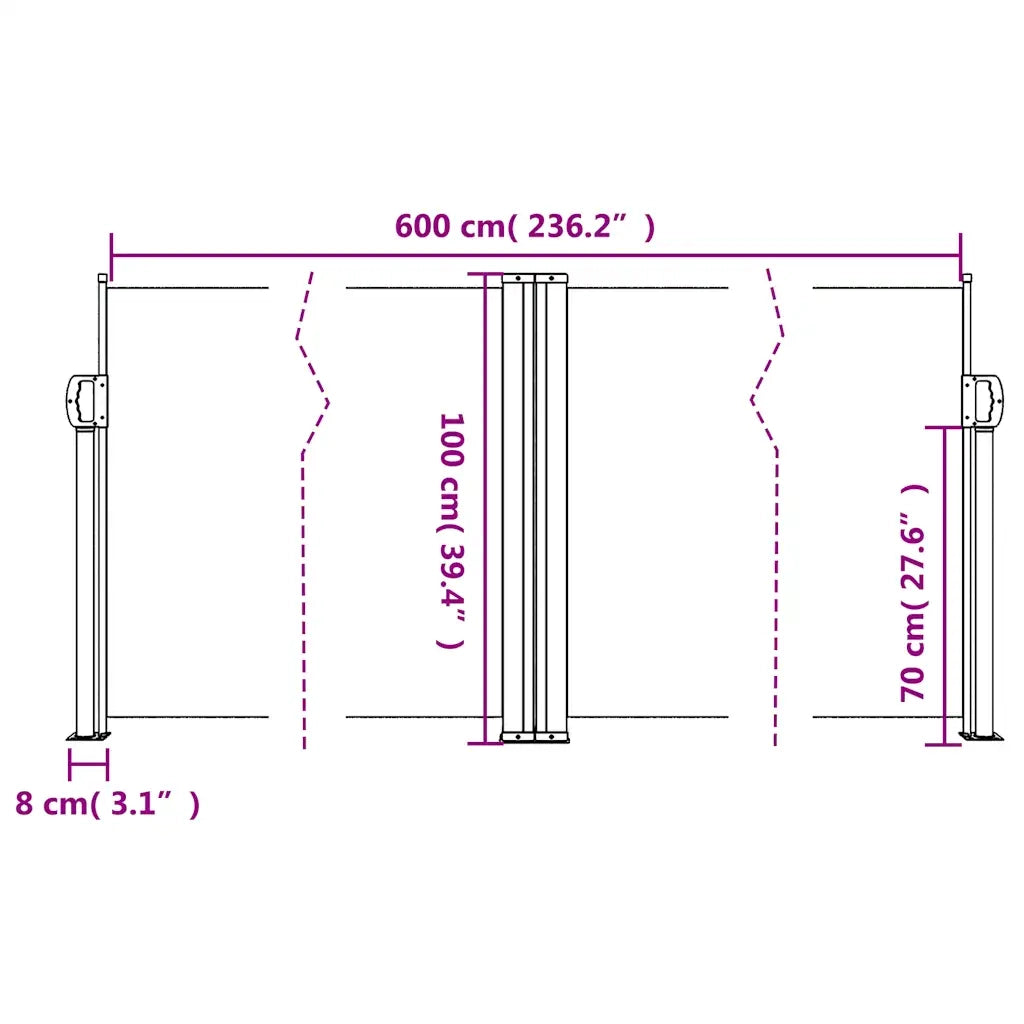 Tenda da Sole Laterale Retrattile Tortora 100x600 cm 4004589