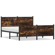 Letto matrimoniale | Letto per adulti | Giroletto senza Materaso in Metallo Rovere Fumo 140x200 cm