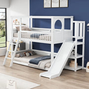 Letto a Castello per Bambini con Scivolo e Ripiani ¨C MINIMAL ¨C Bianco 90x200