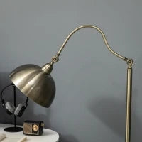 Lampada da Terra Salotto Vintage con Paralume Regolabile, Interruttore a Pedale, 42 x 25,5 x 152 cm, Bronzo