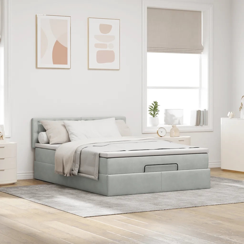 Struttura Letto Pouf con Materasso 140x200 cm in Velluto 3312770