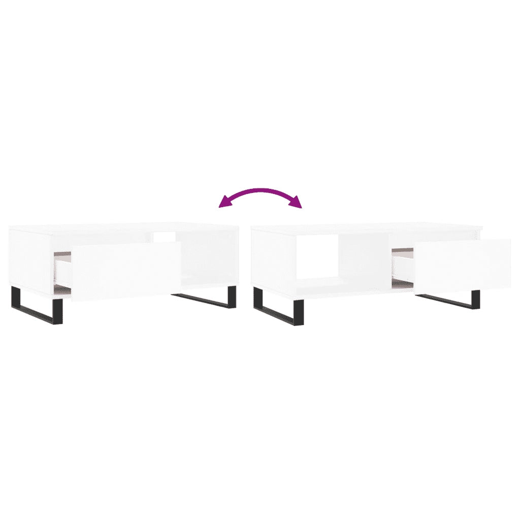 Tavolino da Salotto Bianco 90x50x36,5 cm in Legno Multistrato