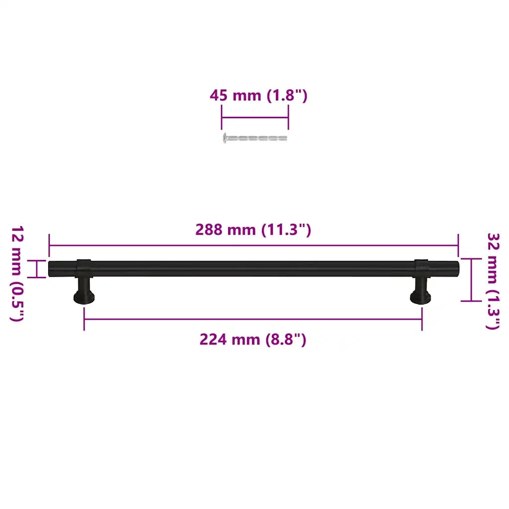 Maniglie per Mobili 5 pz Nere 224mm in Acciaio Inox CFW4794346