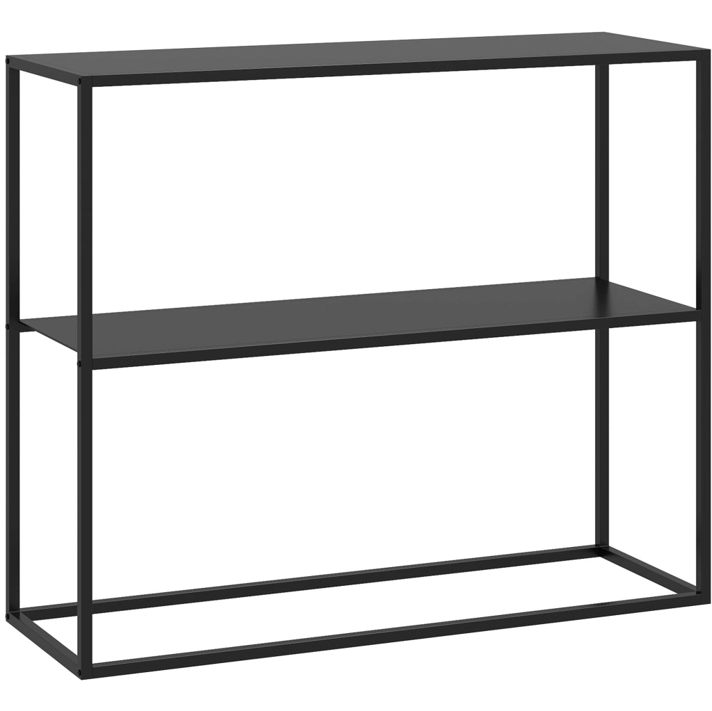 Consolle 90x30x75 cm con 2 ripiani e dispositivo antiribaltamento in acciaio nero
