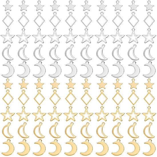 Set di 100 Forbici in Acciaio Inossidabile con Disegni Stella e Luna
