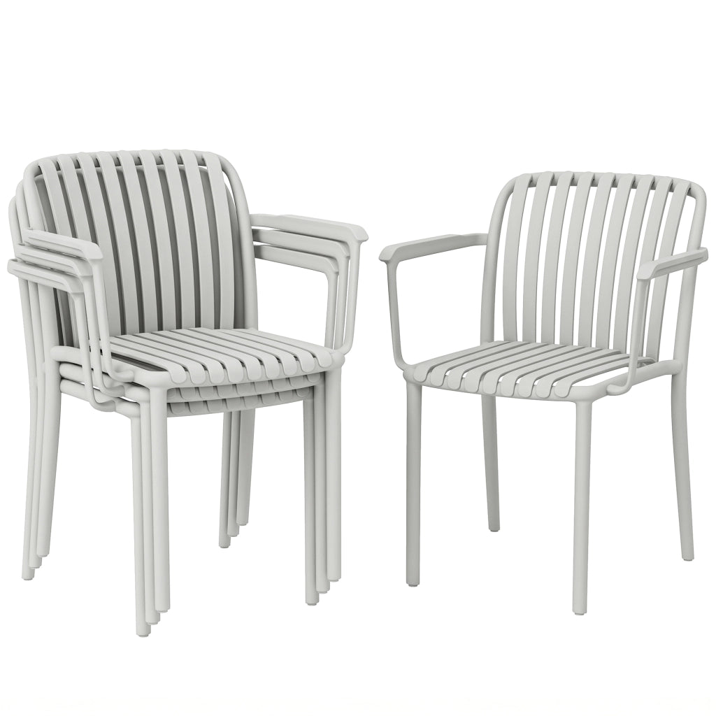 Set di Sedie da Giardino Impilabili con Braccioli ¨C zephmum ¨C Grigio, Plastica