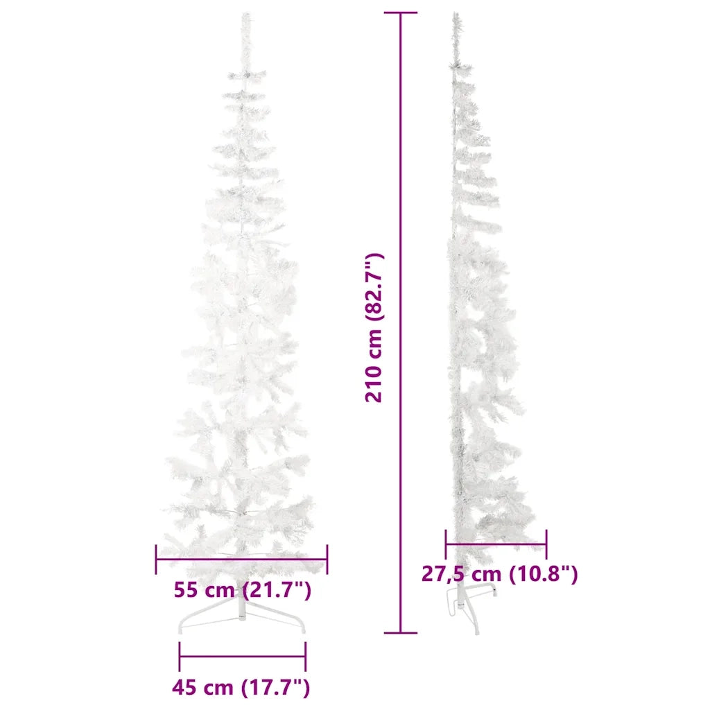 Albero Natale | Decorazioni natalizie Artificiale Sottile a Met¨¤ Supporto Bianco 210 cm