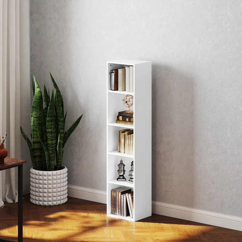 LIBRERIA A 5 RIPIANI REGOLABILI 30x24x133,5 cm LEGNO BIANCO