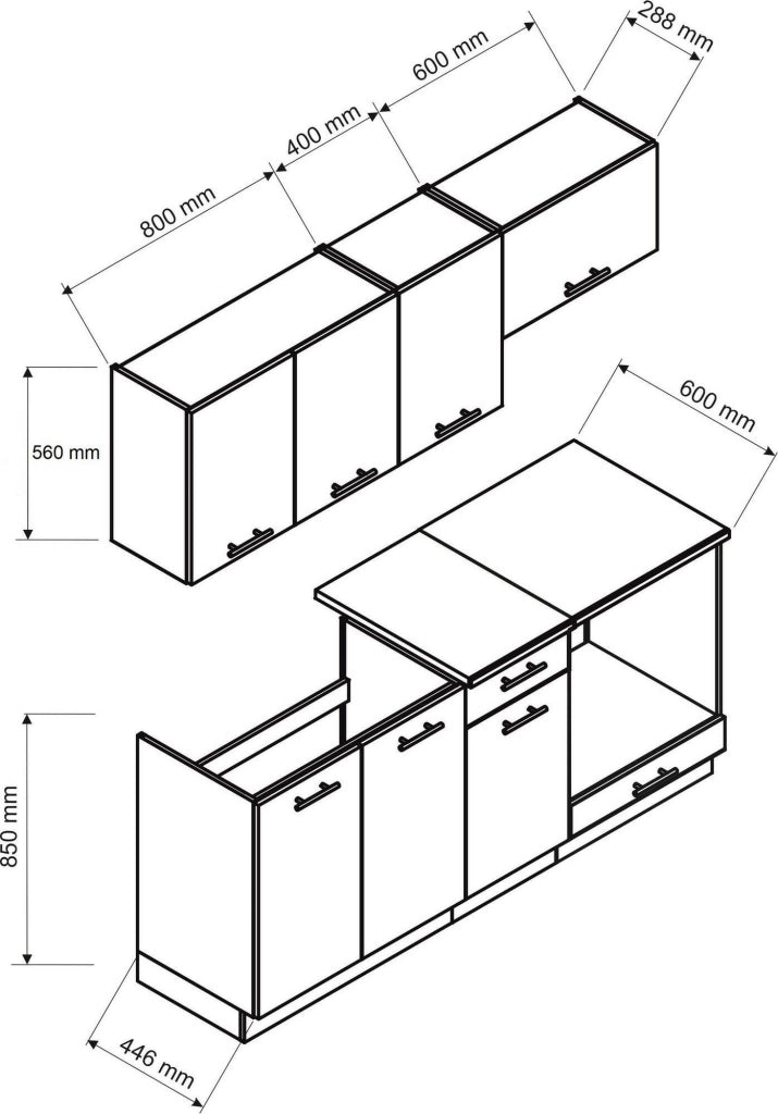 Cucinino Elettrodomestici non inclusi, Teano, Cucina Modulabile, Marrone Rovere Nodi