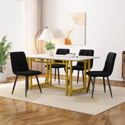 Tavolo da pranzo moderno con 4 sedie, piano in MDF e gambe in metallo, per cucina e soggiorno, nero, 120 × 70 cm