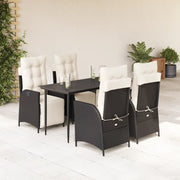 Set da Pranzo da Giardino 5 pz Nero con Cuscini in Polyrattan 3213380