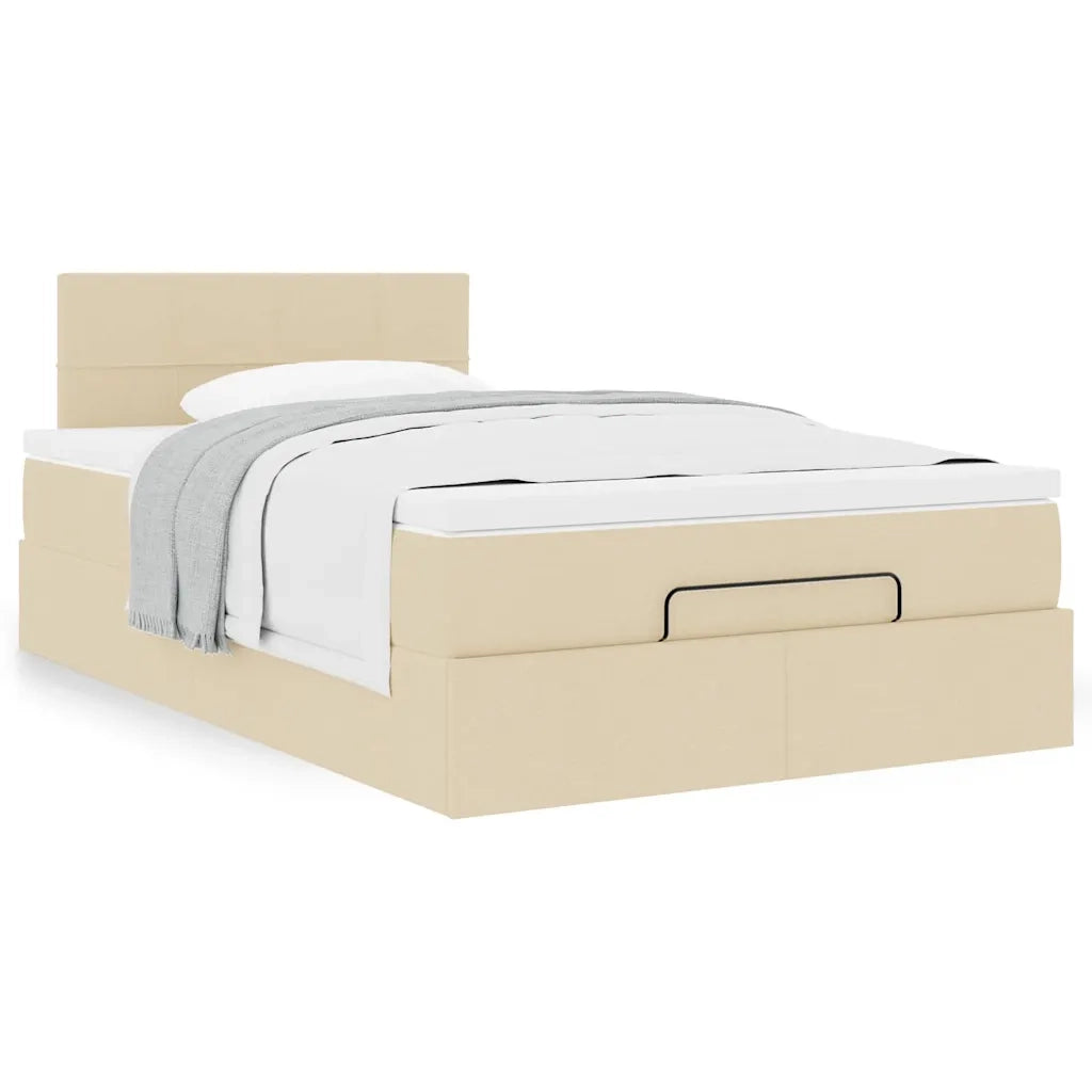 Struttura Letto Pouf con Materasso Crema 120x200 cm in Tessuto 3311454