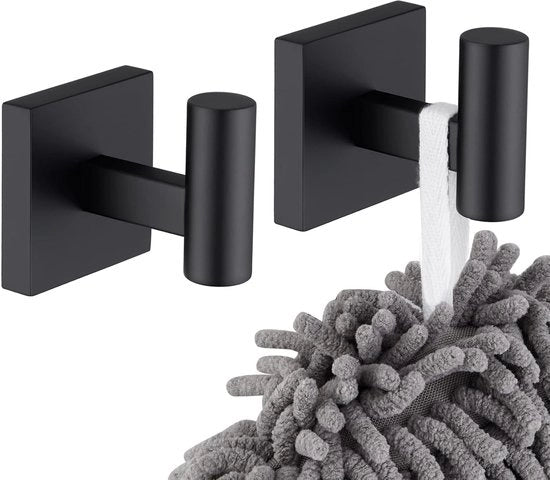 Wandhaken in acciaio inossidabile - design moderno - set da 2 - nero lucido - acciaio inossidabile