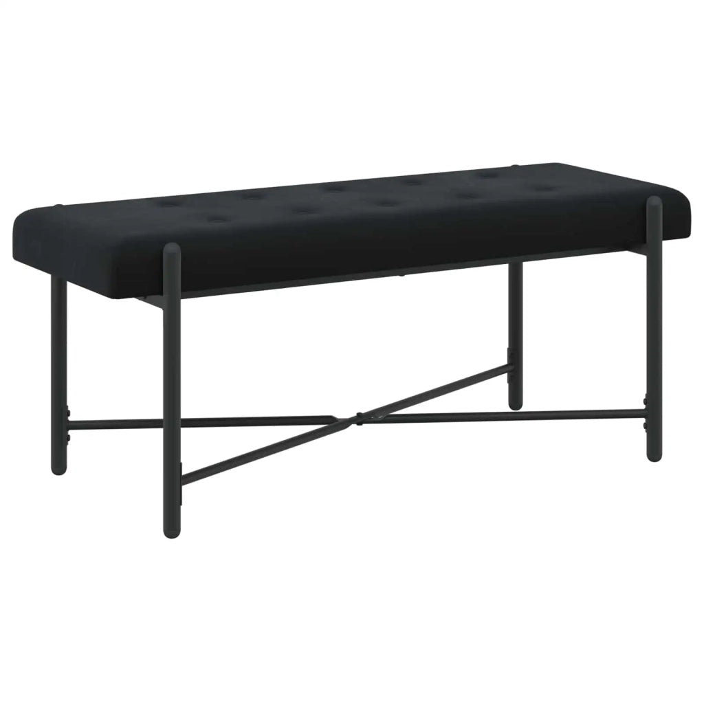 Panchina con bottoni e cuscini Nero 110 x 40 x 46 cm Velluto 42038391