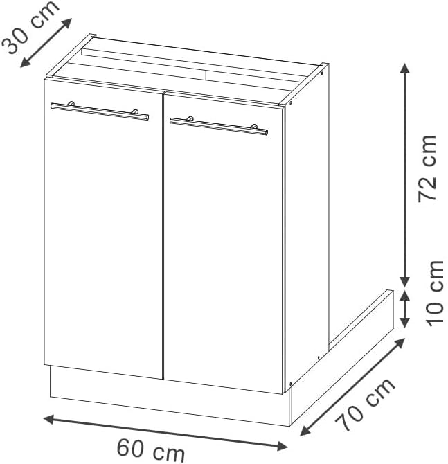 isola cucina Fame-Line, Antracite lucido, 60 cm senza piano di lavoro