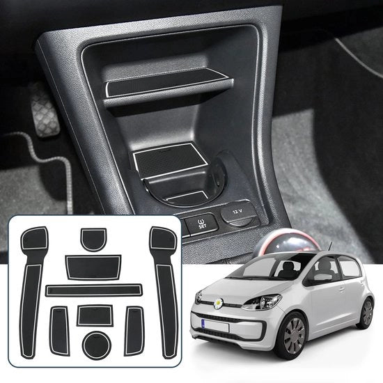 Compatibile con VW UP/Seat MII/Skodα Citigo 2013-2023 2024 Auto Gomma Anti-Slip Matta di Portata, Piatto di Supporto Anti-Slip per Manubrio, Piatto di Contenimento per Bicchiere, Piatto Anti-Slip per Console Centrale, Piatto Anti-Slip per Joggings.
