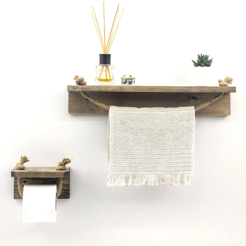 Porpetto, Mensola 2 Ripiani, 50x9x10h cm Marrone Naturale