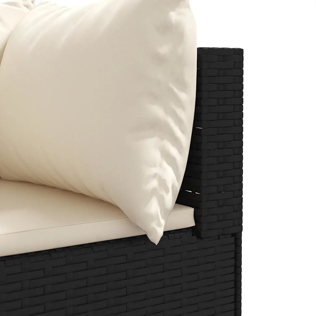 Set Salotto da Giardino con Cuscini 7pz Nero Polyrattan 3308112